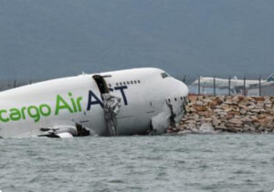 CARGO CATASTROPHE: PLANE SKIDS OFF HONG KONG RUNWAY INTO SEA, TWO KILLED