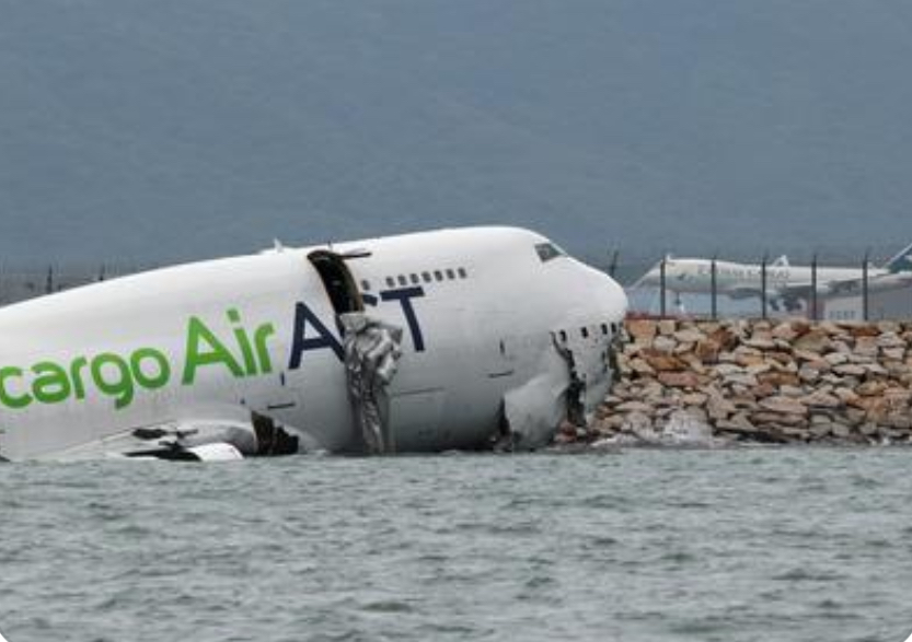 CARGO CATASTROPHE: PLANE SKIDS OFF HONG KONG RUNWAY INTO SEA, TWO KILLED