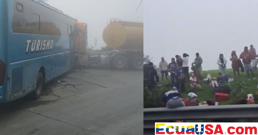 Accident in Pallatanga: Collision Between Bus and Tanker Leaves Several Injured