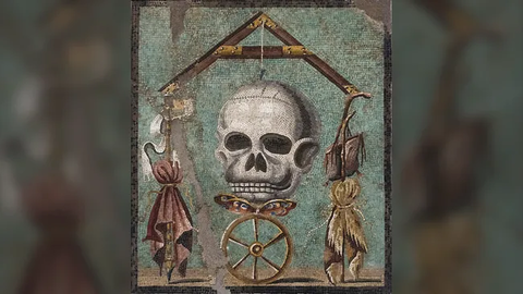TRAGEDY IN MARBLE: POMPEII’S ‘MEMENTO MORI’ MOSAIC, A PHILOSOPHICAL WARNING SEALED BY VESUVIUS