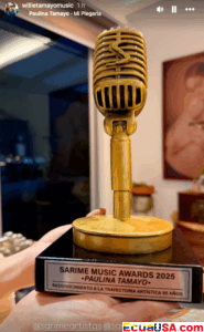 Willie and Paola Tamayo Accept Posthumous Award Honoring Paulina, “La Grande del Ecuador”