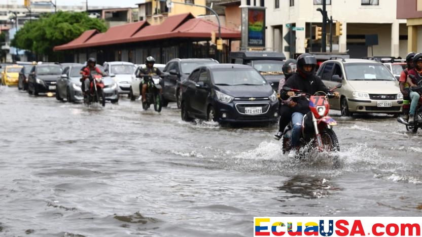 Guayaquil amaneció bajo el agua: intensas lluvias desde el martes anegaron Sauces 6, la Pedro Menéndez Gilbert y la 25 de Julio — y en ocho provincias del país hubo precipitaciones